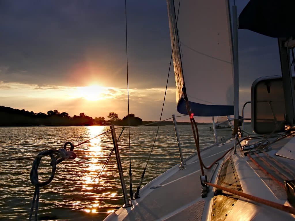 Birds eye view of sailing boat