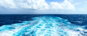 Outlook at the aft of a boat of the ocean